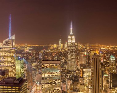 Günbatımında New York Manhattan manzarası