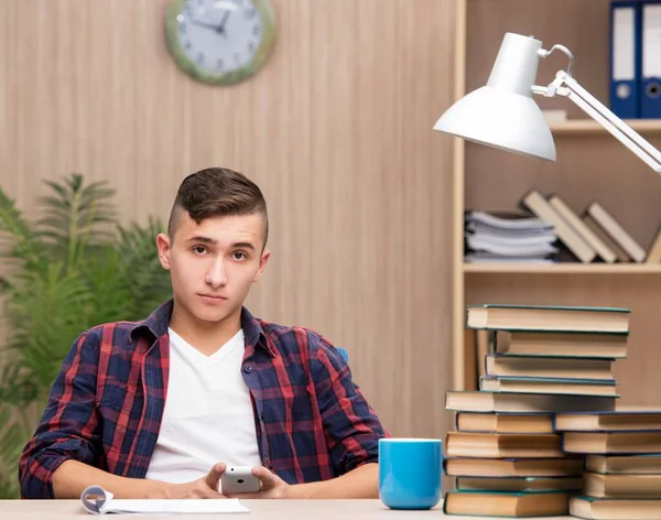 Jovem estudante se preparando para os exames escolares — Fotografia de Stock