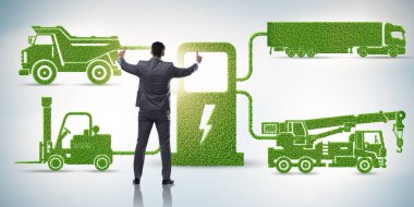 Elektrikli şarj ve araç kavramında iş adamı