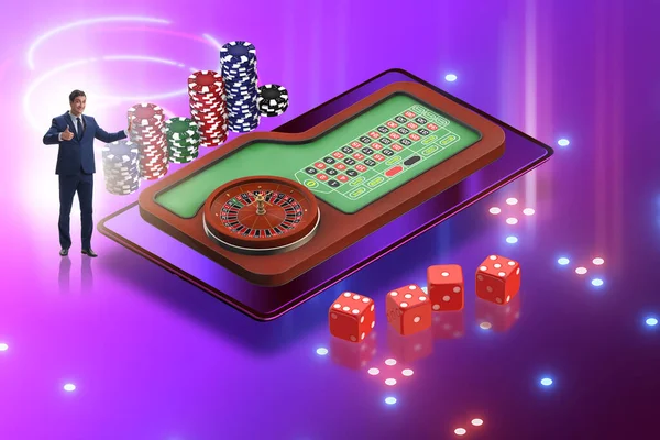 Zakenman in online casino concept — Stockfoto