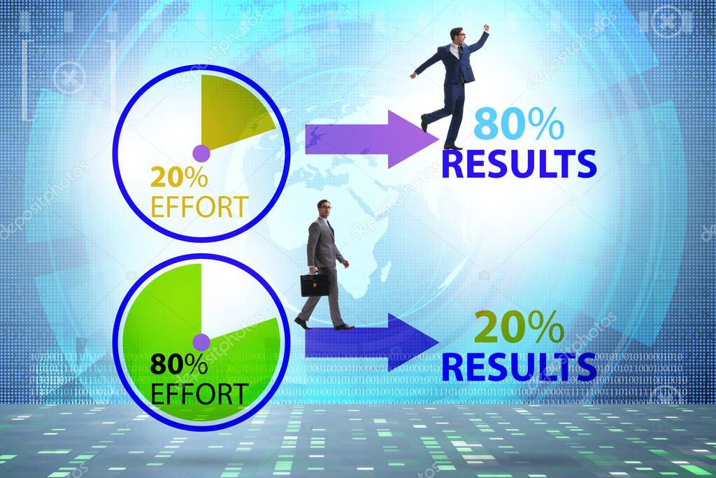 Businessman in pareto rule illustration