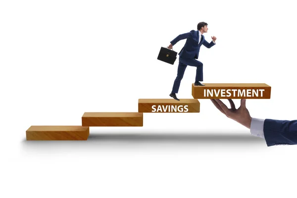 Concept of savings and investment with businessman — Stock Photo, Image