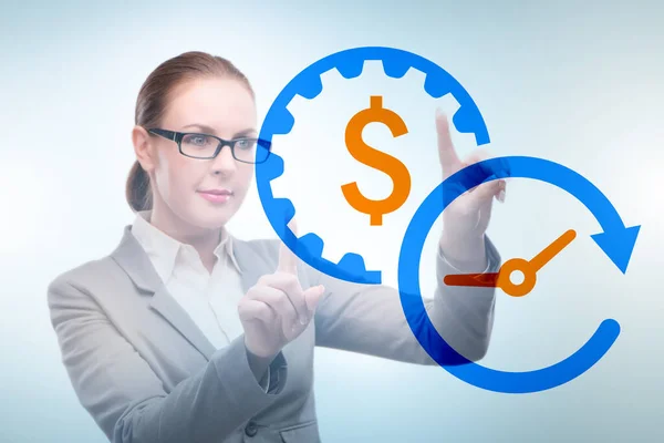 Businesswoman in time is money concept — Stock Photo, Image