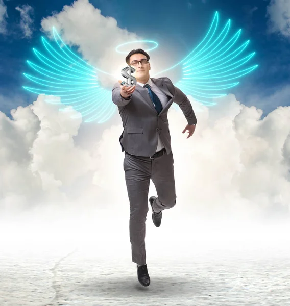 Angel investor concept with businessman with wings — Stock Photo, Image