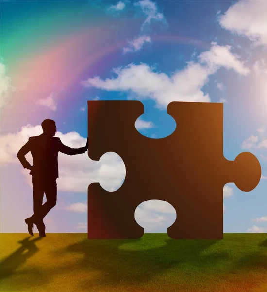 Bedrijfsconcept van teamwork met jigsaw puzzel — Stockfoto