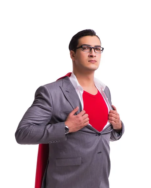 Joven hombre de negocios con cubierta roja sobre blanco — Foto de Stock