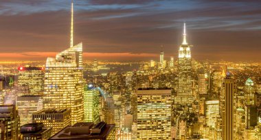 Günbatımında New York Manhattan manzarası