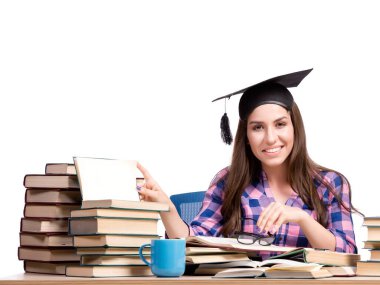 Okul sınavlarına hazırlanan genç bir öğrenci.