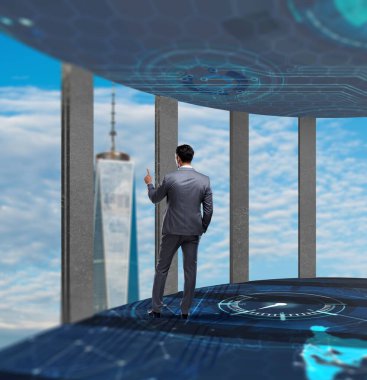 3d ön taraftaki işadamı oluşturulmuş pencereler