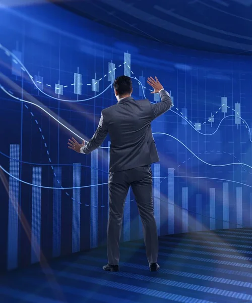 Man in stock exchange trading concept — Stock Photo, Image