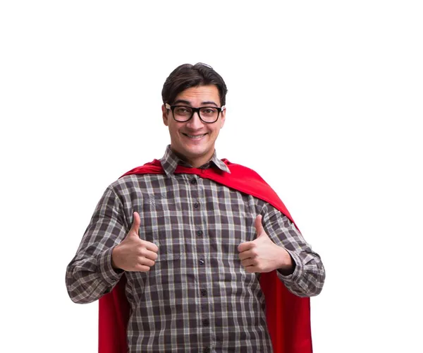 Super hero wearing red cover on white — Stock Photo, Image