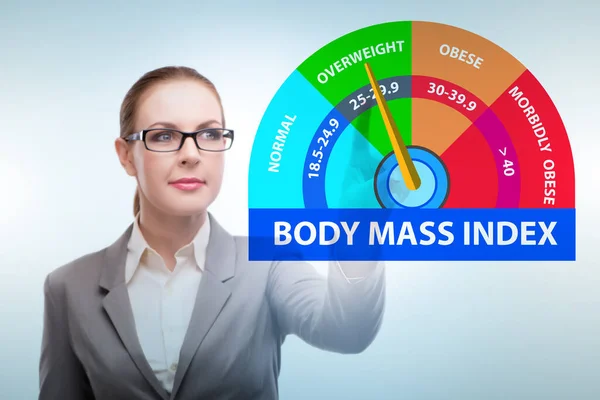 Концепция ИМТ - индекс массы тела с диетологом — стоковое фото