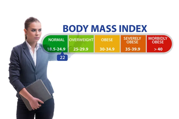 Concepto de IMC - Índice de masa corporal con nutricionista —  Fotos de Stock