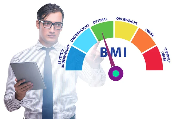 Concepto de IMC - Índice de masa corporal con nutricionista — Foto de Stock