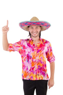 Konseptte sombrero olan komik bir Meksikalı.