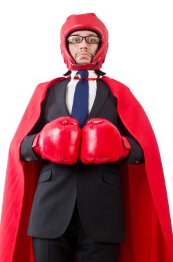 Genç işadamı beyazlar içinde izole edilmiş.