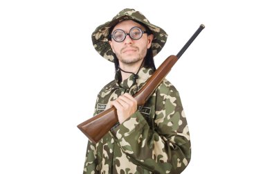 Beyazların arasında izole komik asker