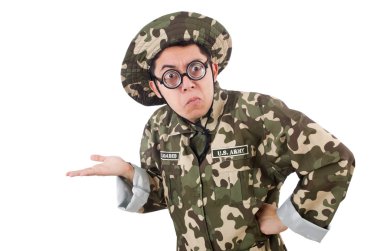 Beyazların arasında izole komik asker