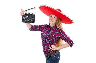 Konseptte sombrero olan komik bir Meksikalı.