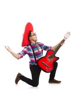 Konseptte sombrero olan komik bir Meksikalı.