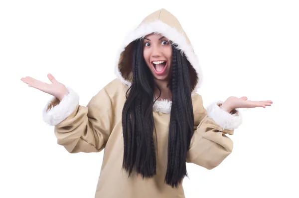 Kobieta Eskimos odizolowana na białym — Zdjęcie stockowe