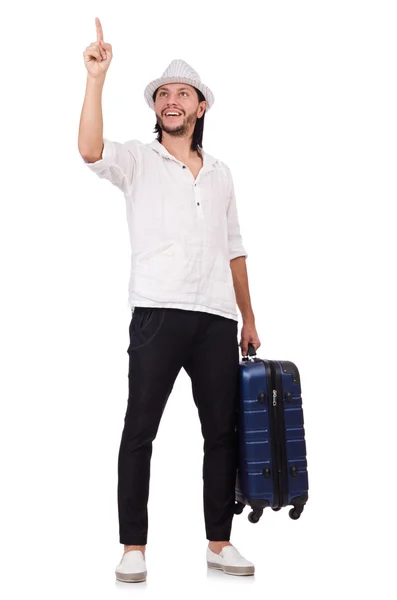 携带白色行李的旅行度假概念 — 图库照片