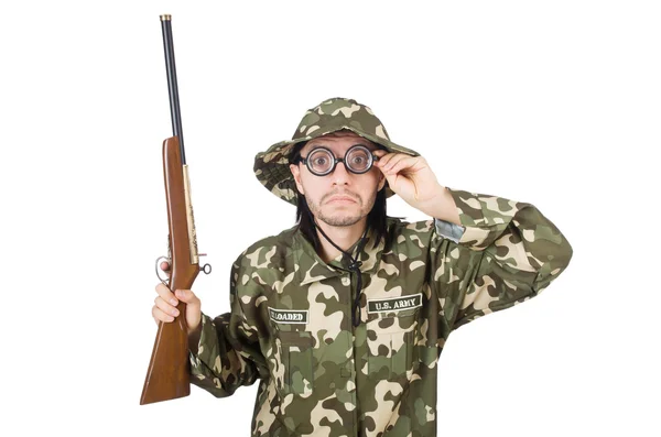 Lustige Soldat isoliert auf dem weißen — Stockfoto