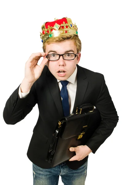 Concept of king businessman with crown — Stock Photo, Image