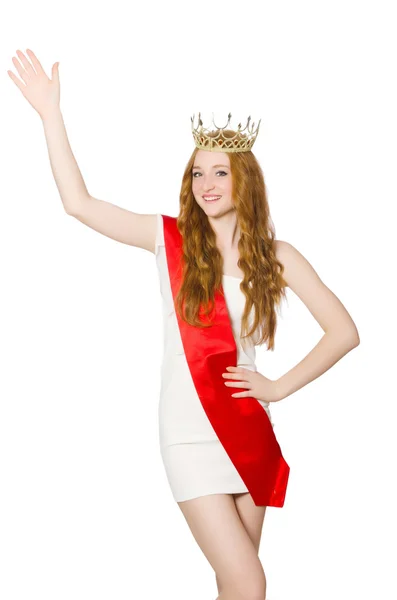 Beauty contest winner isolated on the white — Stock Photo, Image