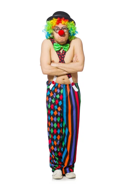 Lustiger Clown isoliert auf weißem Hintergrund — Stockfoto