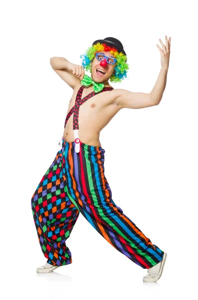 Grappige clown geïsoleerd op de witte achtergrond — Stockfoto