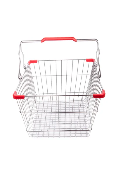 Shopping supermarket trolley isolated on the white — Stock Photo, Image