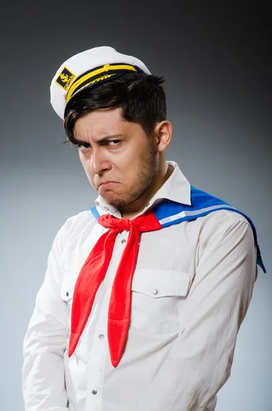 Funny capitán marinero con sombrero —  Fotos de Stock