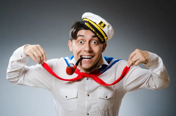 Funny captain sailor wearing hat — Stock Photo, Image