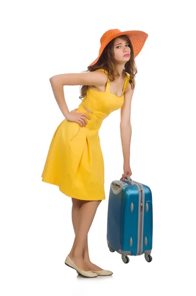 Resor semester koncept med bagage på vitt — Stockfoto