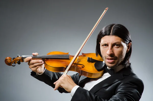 Homem violino no conceito musicano — Fotografia de Stock