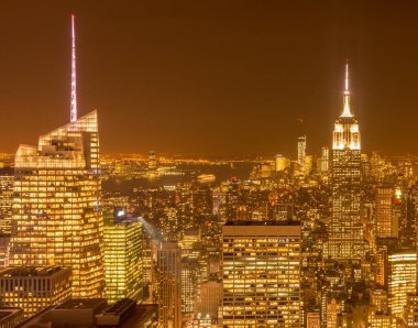 Günbatımında New York Manhattan manzarası