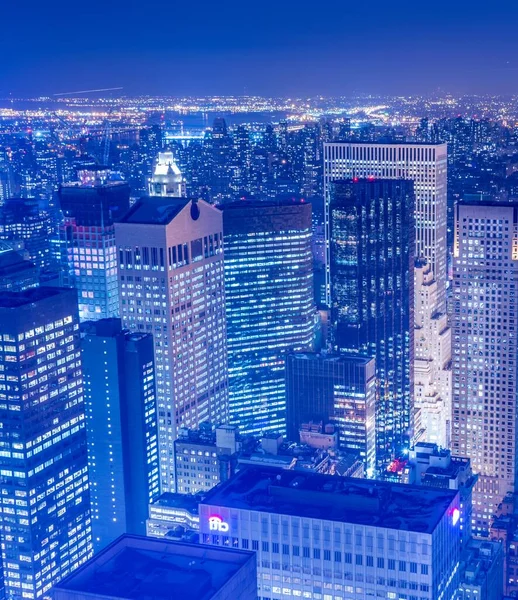 Uitzicht op New York Manhattan tijdens zonsondergang — Stockfoto