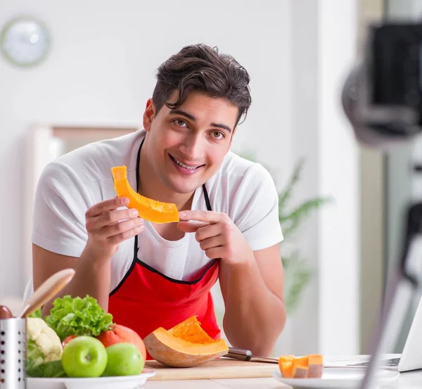 Food blogger working in the kitchen