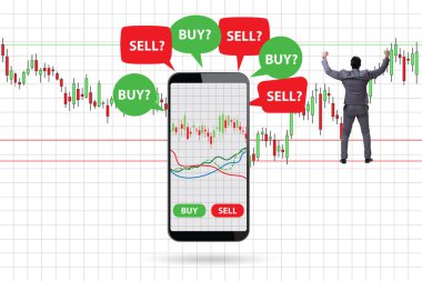 İş adamıyla çevrimiçi ticaret kavramı