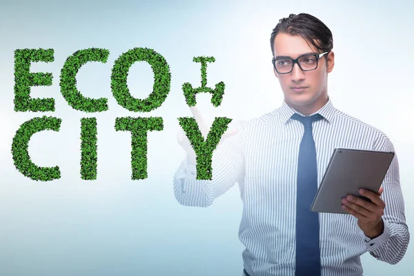 Ecocity ecology concept with businessman — Stock Photo, Image