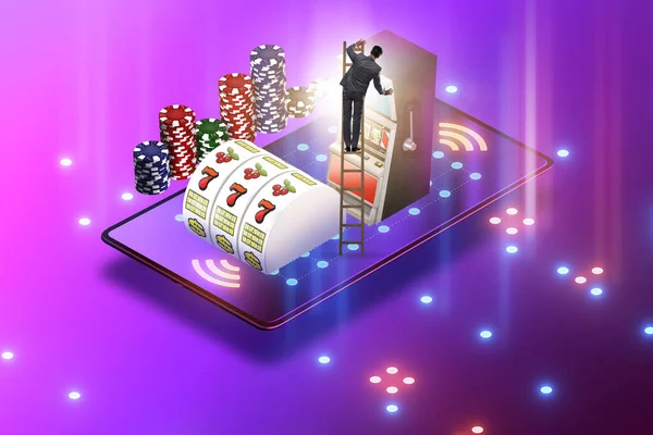 Zakenman in online casino concept — Stockfoto
