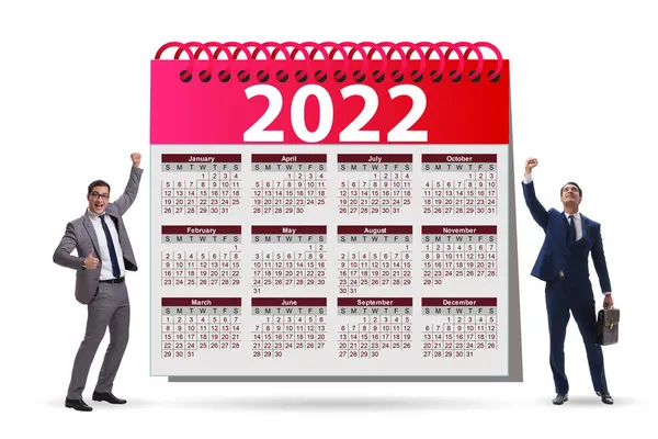 Empresário no conceito de calendário do ano 2022 — Fotografia de Stock