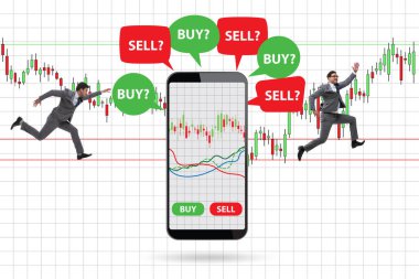 İş adamıyla çevrimiçi ticaret kavramı