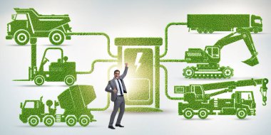 Elektrikli şarj ve araç kavramında iş adamı