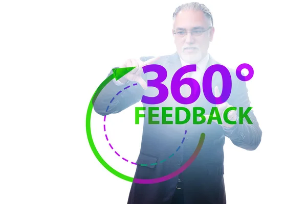 Concepto de 360 grados con botón de hombre de negocios —  Fotos de Stock