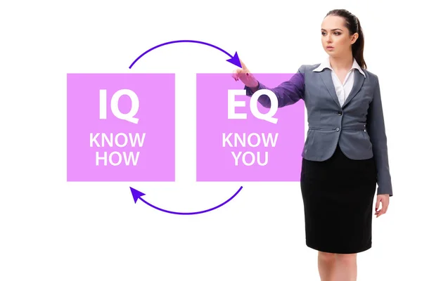 EQ en IQ vaardigheden concepten met zakenvrouw — Stockfoto