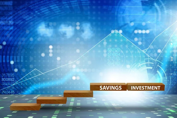 Conceito de poupança e investimento com etapas — Fotografia de Stock