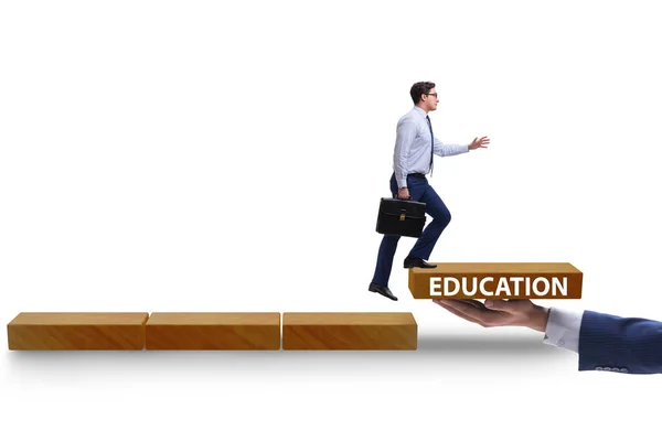 Concepto de educación con empresario en pasos —  Fotos de Stock