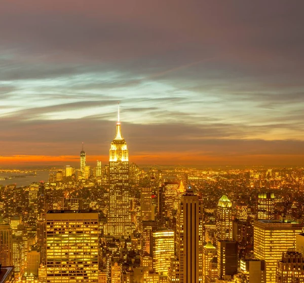 Vue de New York Manhattan pendant les heures de coucher du soleil — Photo